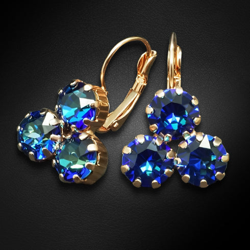 Auskarai "Kristalo Ponios II (Bermudų Mėlyna)" su Swarovski™ kristalais